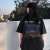 メンズTシャツ男性女性Tシャツパンクバンド洗浄ロックグラフィックTシャツハラジュク特大夏の半袖コットンカジュアルトップY2K衣類230621