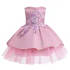 Girl Dresses Children's Dress Child Skirt Girl's Embroidered Princess Little Net Gauze Pompadour