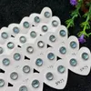 Ohrstecker, 10 Paar, Aquamarin, runde Edelsteine, klarer blauer Kristall, verkupfert, S925, für Hochzeit, Frauen, Jahrestag, Schmuck