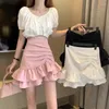 Faldas trompeta Mujer verano japonés Y2k estilo lindo colegiala encantador sólido suave moda básica Faldas Mujer suave Mini Harajuku