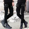 Men's Jeans Motorcycle Denim Pants Men's Black Jeans Fashion Stretch Zipper Skinny Jeans Pleated Moto Biker Men Slim Pants Selling 230620