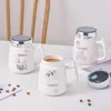 Mugs HF Creative Mirror Ceramic Cup Simple Mug With LID Office Coffee Opening Ad Gift Customized