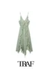 Basis Casual jurken Traf Women Dress Fashion Layed Decorative Design Mouwloze Midi Dress Woman Female Dress 230620