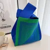 Einkaufstaschen Handgemachte Handtasche Frauen Mini Knoten Handgelenk-tasche Weibliche Casual Farbe Breite Streifen Plaid Einkaufstasche Student Wiederverwendbar