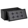 Folding Storage Ottoman Bench 30" Leather Footrest Large Toy Storage Chest Black
