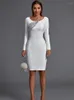 Повседневные платья с длинными рукавами платья 2023 Женская белая бодиболи