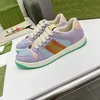 Högkvalitativ en liten smutsig skor designer casual sko screener sneakers bräda män kvinnor sneaker klassisk blå rosa kristall rand låg topp riktiga läder skor 35-45