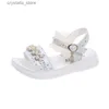 Sandalias de perlas para niñas, zapatos de verano para niños, sandalias para niños, zapatos suaves con punta abierta L230518