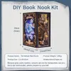 Play Mats CUTEBEE DIY Book Nook Kit Miniatura Doll House Com Touch Light Dust Cover Gift Ideas Bookshelf Insert Toys Gifts Nebula Rest 230621