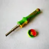 Partihandel DHL -silikonnektarsamlare Pen NC Kit 14mm Joint med GR2 Titanium naglar med kepsar Oiligs Koncentrat Straw Pipe Tip Dab