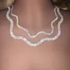 Strands Strings European and American fashion wave shaped double necklace 's neck jewelry short collarbone chain 230621