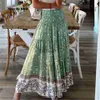 Kjolar söta blommor tryck kjol kvinnor sommar bohemiska långa kjolar hög elastisk midja a-line mode boho maxi kjolar xs-3xl jupe rs171 j230621