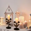 Candle Holders Black Retro Iron Butterfly Holder Simple Candlestick Candlelight Stand For Halloween