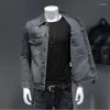 Men's Jackets Men's Denim Jacket Blue Black Fashion Casual Cotton Lapel Long Sleeve Slim Male Clothes Motorcycle Cowboy Jeans Coat