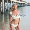 Costumi da bagno taglie forti da donna 2023 Bikini all'uncinetto con volant Bikini lavorato a mano con balze Costumi da bagno donna Costume da bagno Gilrs a doppio strato di alta qualità x0621