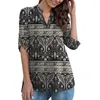 Женские блузки женские топы 3/4 рукав рукав рубашки рубашки с цветочной полосатой туникой лето для женщин