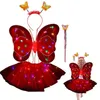 Novelty Games Fairy Princess Costume Girl Fairy Costume Set With Butterfly Wings Girls Princess Fairy Costume Set With Wings Wand och pannband 230621