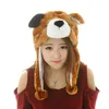 Chapeau de fête d'animal de dessin animé élégant longue casquette en peluche moelleuse masque écharpe capuche 3D cache-oreilles couvre-chef danse fête bonnet chapeaux casquettes accessoires Costume de fourrure cosplay