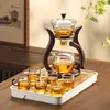 Wine Glasses BOZZH Heat Resistant Glass Tea Set Magnetic Water Diversion Rotating Cover Bowl Automatic Maker Lazy Kungfu Teapot Drinking 230620