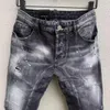 Jeans da uomo Moda uomo Casual Foro impiombato Spray verniciato Trendy MotoBiker Pantaloni in tessuto denim High Street T156