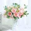 Suszone kwiaty białe róża sztuczna wysokiej jakości bukiet piony na Boże Narodzenie domowy dekoracja ślubna