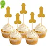 NYA 10st Penis Shape Cake Toppers Hen Night Bachelorette Party Nude Dick Cupcake Topper levererar bröllop Brudduschekorationer