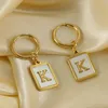 Stainless Steel 18K Yellow Gold Plated Shell A-Z Letter Necklace Earrings for Girls Women for Wedding Party Nice Gift