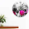 Wall Clocks Colorful Tulips Spring Kitchen Round Desktop Digital Clock Non-ticking Creative Childrens Room Watch