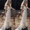 Vintage 2021 Berta Full Lace Mermaid Wedding Dresses Brudklänningar V Neck Cap Hylsa Bohemian Beach Garden Custom Made Vestido de N243C