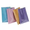 Bolsa de papel de aluminio con sellado térmico de color Bolsa de papel de aluminio Mylar Bolsa a prueba de olores Bolsas de embalaje con tapa abierta Café Té Muestra cosmética