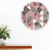 Wandklokken Driehoekige Herhaalde Geometrische Print Klok Kunst Stille Niet Tikkende Ronde Horloge Voor Thuis Decortaion Gift