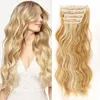Saç parçaları Jinkiili 4pcssynetic klips uzun dalgalı kalın saç parçaları kadınlar için tam kafa sentetik s ombre 230621