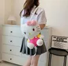 Kawaii Black Purple White Big Eye Embroidery Plush Backpack Girl Cute Soft Accessories Zipper Shoulder Bag Girls Birthday Gift Big Capacity