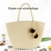 Evening Bags Rattan colored hair ball wild straw bag shoulder bag grass woven beach vacation bag female casual shopping big bag