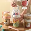 Bento Boxes Breakfast Oatmeal Cereal Seal Salad Cup Portable Twolayers Container with Fork Lid Tuppers Food Taper Bowl Lunch Box 230621