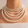 Beaded Necklaces New Trendy Imitation Pearl Necklace Men Temperament Simple Handmade Strand Bead for Women Jewelry Gift 230613