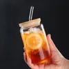 Tasses 400550ml Tasse En Verre Avec Couvercle Paille Transparent Bulle Thé Jus Bière Coke Peut Lait Moka Tasses Petit Déjeuner Tasse Verres 230621