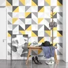 Papéis de parede nórdicos ins papel de parede geométrico fresco branco amarelo cinza triângulo padrão design quarto sala de estar sofá fundo