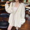 Gentle Wind Shoulder Drop Knit Women's Sweater Coat Herfst Diamond Button Shoulder Drop Wool Cardigan