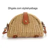 Avondtassen Nieuwe Wemen Mini Messenger Bag Koreaanse Stijl Ulzzang Schoudertas Stro Weven Mode Harajuku Primaire Kleur Crossbody tas