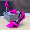 Vrouwen Stiletto Sandalen Echte zijde vlinderdas decoratie feest Bruiloft Satijn Avondschoenen Enkelbandje Geklede schoen Luxe designer hoge schoenen fabrieksschoeisel