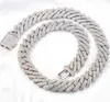 Hip Hop kedja 13-15 mm bredd Moissanite Cuban S925 Silver Halsband Mans Link