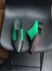 Chaussures mules vertes pour hommes sans lacet bas talon carré bout pointu tongs d'été P30D50