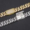 15mm 16-24inch Gold Silver Colors 3Rows CZ Cuban Chain Necklace Bracelet for Men Women Hip Hop Punk Jewelry Necklace Chains