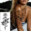 Temporäre Tattoos 100 stücke Großhandel Tattoo Aufkleber Löwe Tiger Wolf Schlange Blume Schwarz Körper Arm Gefälschte Ärmel Wasserdicht Mann Frauen 230621