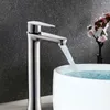 Bathroom Sink Faucets Vessel Faucet Brushed Nickel Bowl Tall Body Single Handle One Hole Deck Mount Stainless Steel Lavatory Commercial
