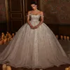 Wunderschöne Perlen-Hochzeitskleider, Brautkleider, Perlen, Kristalle, Ballkleid, Arabisch, Dubai, schulterfrei, Vestido de Noiva, Übergröße 259W