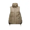 Women's Vests Down Vest Jacket Women Sleeveless Short Draw String Waistcoat Warm Winter 195XU