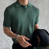 T-shirts pour hommes Nouvelle mode Polos à rayures Hommes Été Casual Chemises à rabat à manches courtes Vêtements de loisirs pour hommes Polo de couleur uniforme Streetwear