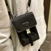 Nuevo Llavero para teléfono móvil, Mini bolso con barra cruzada para mujer, cadena larga, bandolera con correa para hombro, bolso clásico con cordón